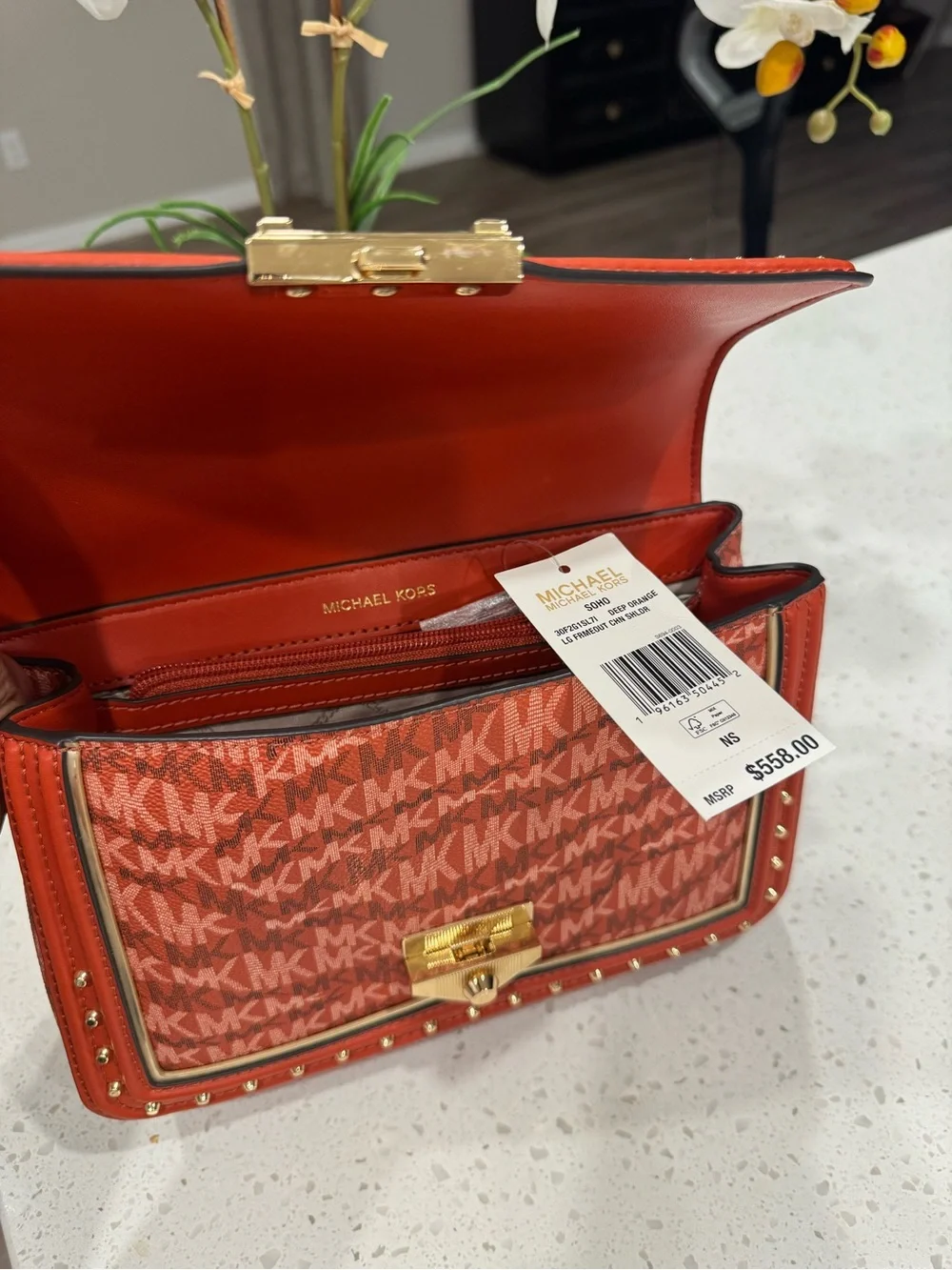 Brand new Michael Kors Red Studded Chain Shoulder Bag
